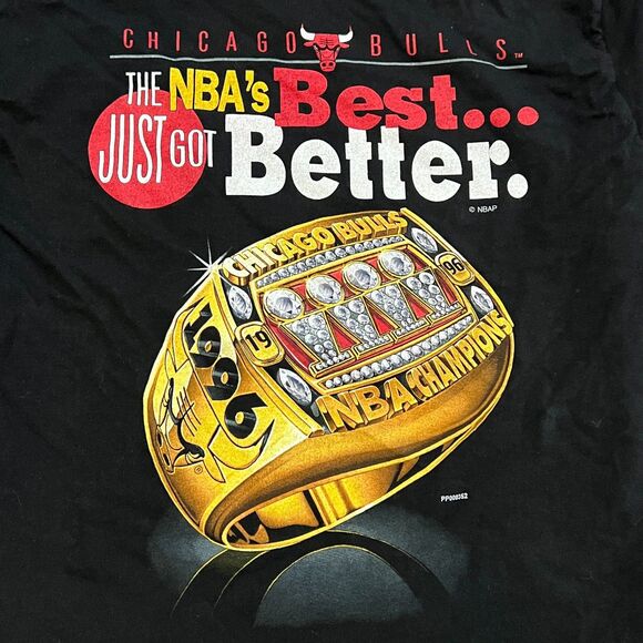 RARE Vintage 90s Salem Chicago Bulls 1996 NBA Finals Champions Ring Shirt Medium - Picture 2 of 5